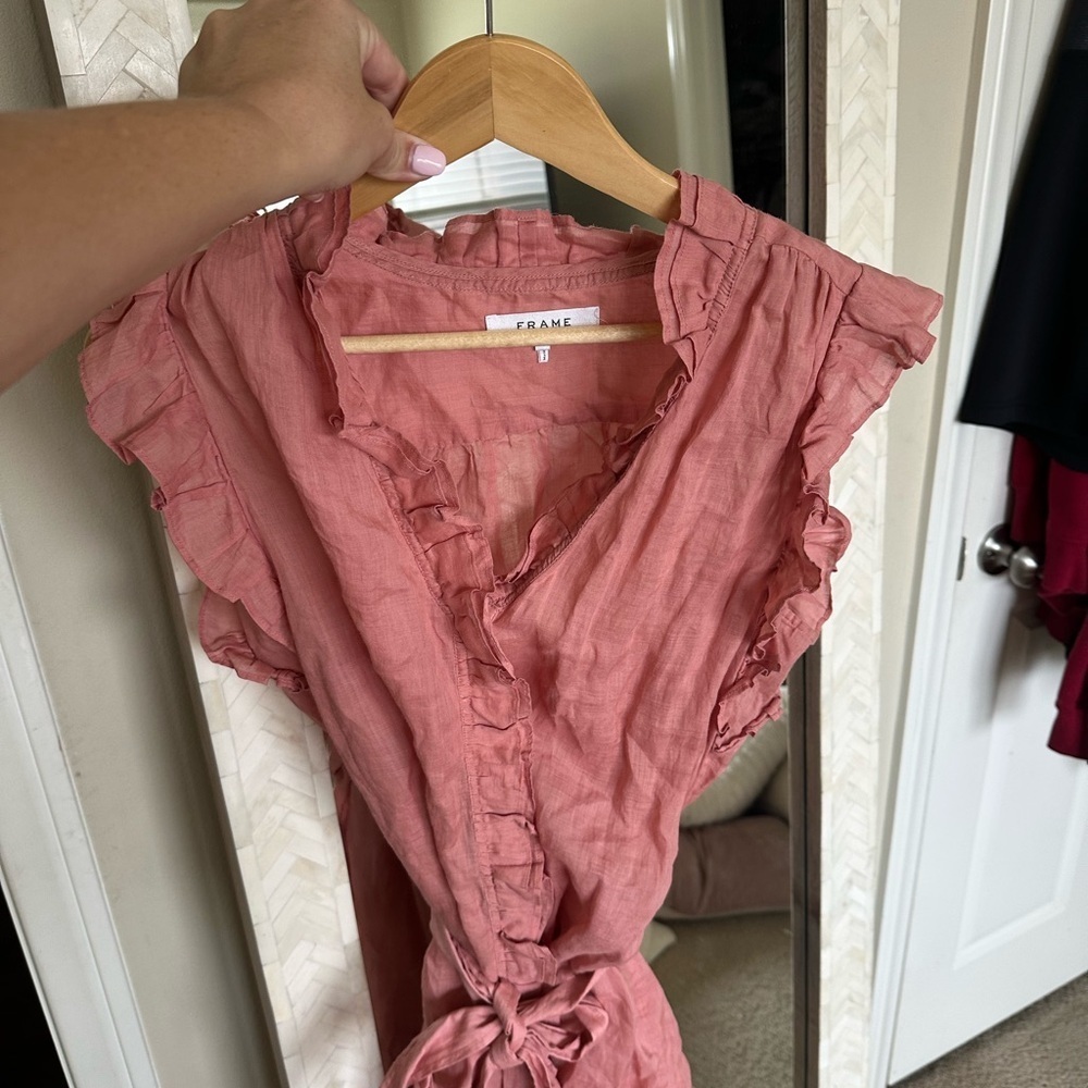 Frame 100% Cotton Coral Sleeveless Dress - Picture 2 of 5